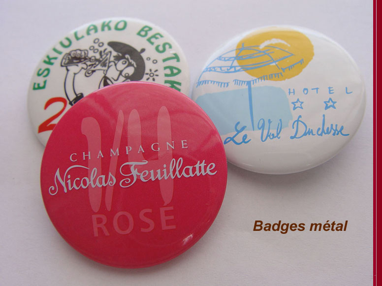 badges publicitaires, badges métal