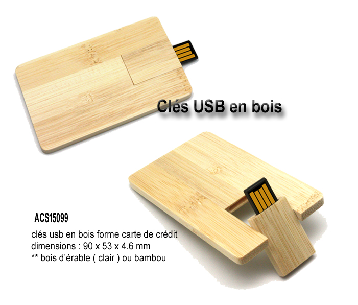 Clés USB Publicitaires Bois ou Liège - Clefs USB Nature à