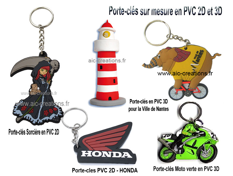 fabricant de porte-clés publicitaires en PVC 2D- 3D - Full color, porte-clés en PVC