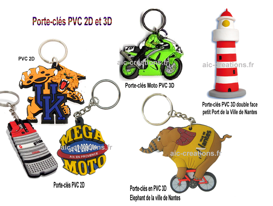 Porte-clés personnalisé en PVC souple 2D - de 61 à 70mm