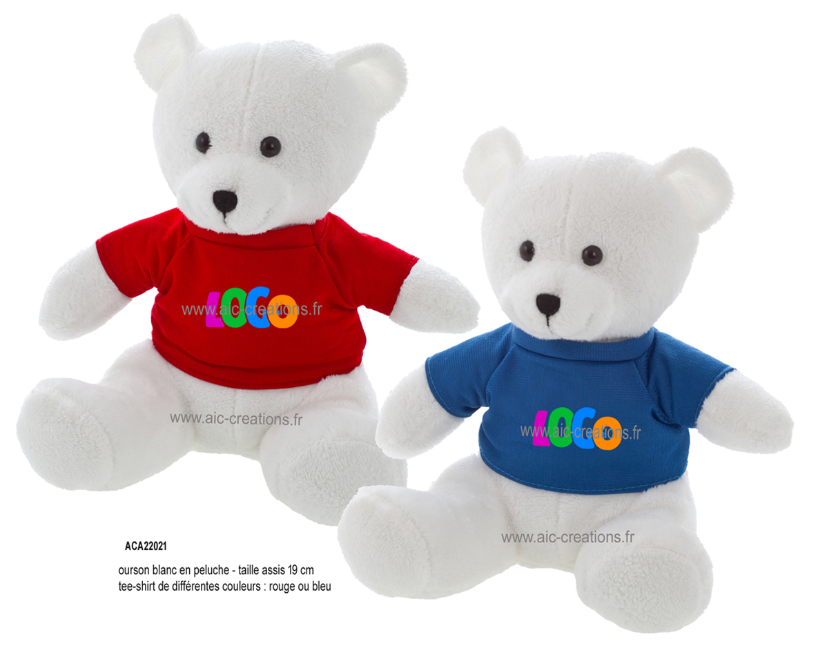 Lot de Peluches Publicitaires Ours blanc