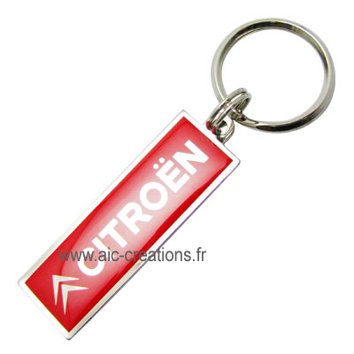 porte-clés publicitaires, fabricant porte-clés Citroen zamac imprimé, fabricant porte-clés zamac sur mesure
