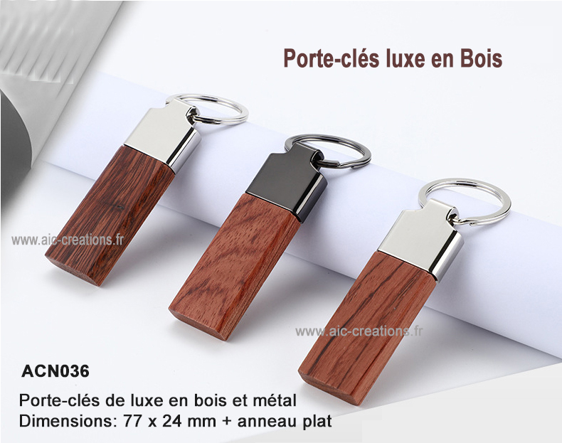 Porte clés publicitaire bois gravé rond 40mm 