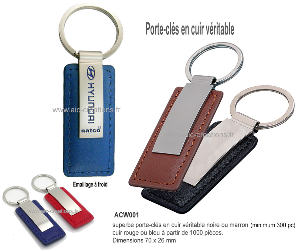 fabricant importateur porte-clés cuir, porte-cles publicitaires cuir et métal de qualité