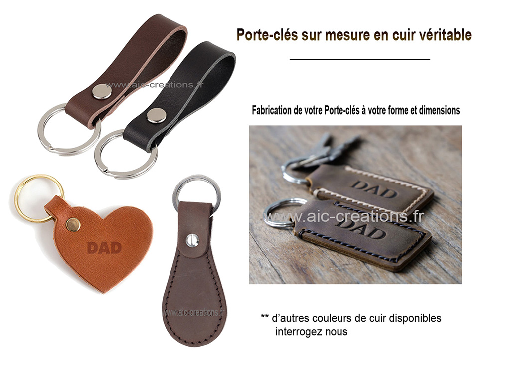 porte-clés en cuir véritable - fabricant porte-clés cuir Prix direct usine  par AIC Créations