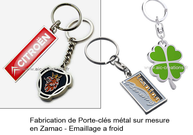 fabricant de porte-clés metal, porte-clés zamac Emaillage a froid, fabrication de porte-clés