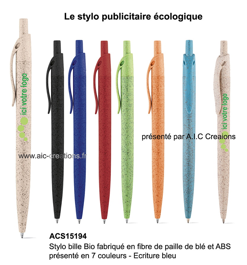 stylos publicitaires ecologiques en fibre de taille de blé 